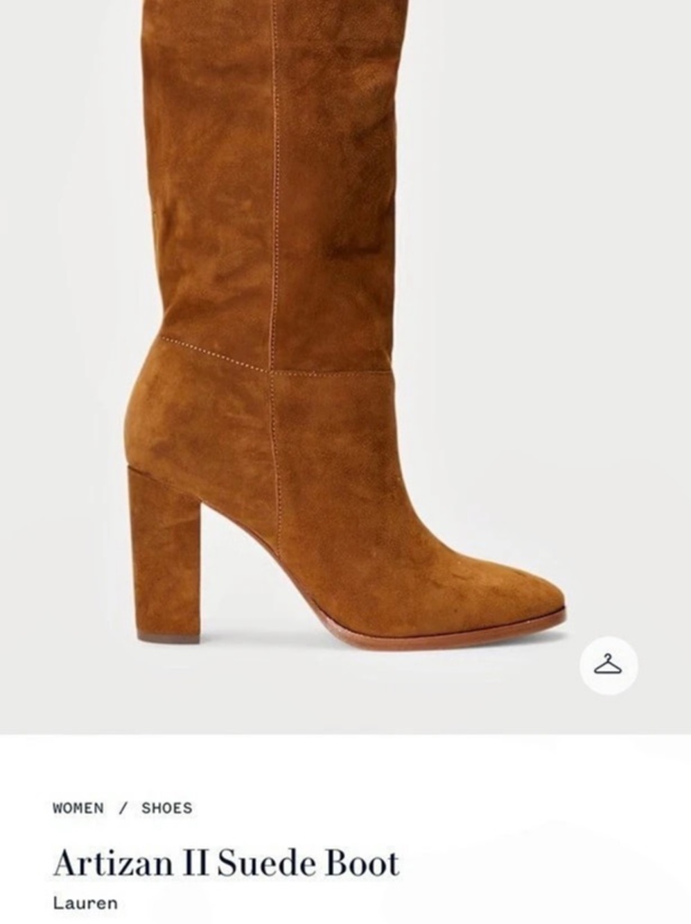 Lauren Ralph Lauren Artizan II Suede Boot Suede Knee-High Heeled Boots Brown US